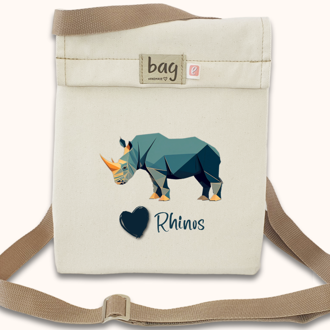 Lunch Bag-e Natural Rhino with Heart
